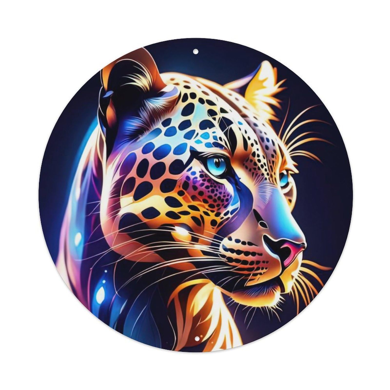 Colorful Leopard Wildlife Artwork Metal Tin Sign
