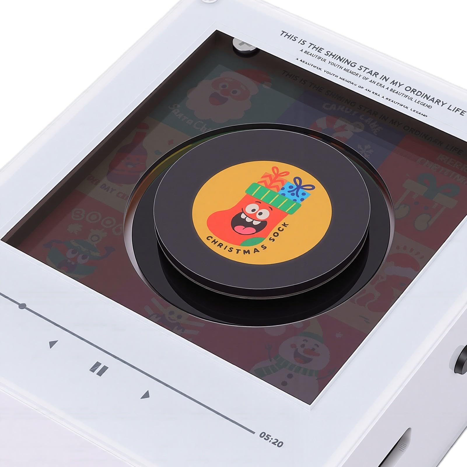 Sxhlseller Lettore Musicale NFC di Natale con 9 Dischi e Luce LED