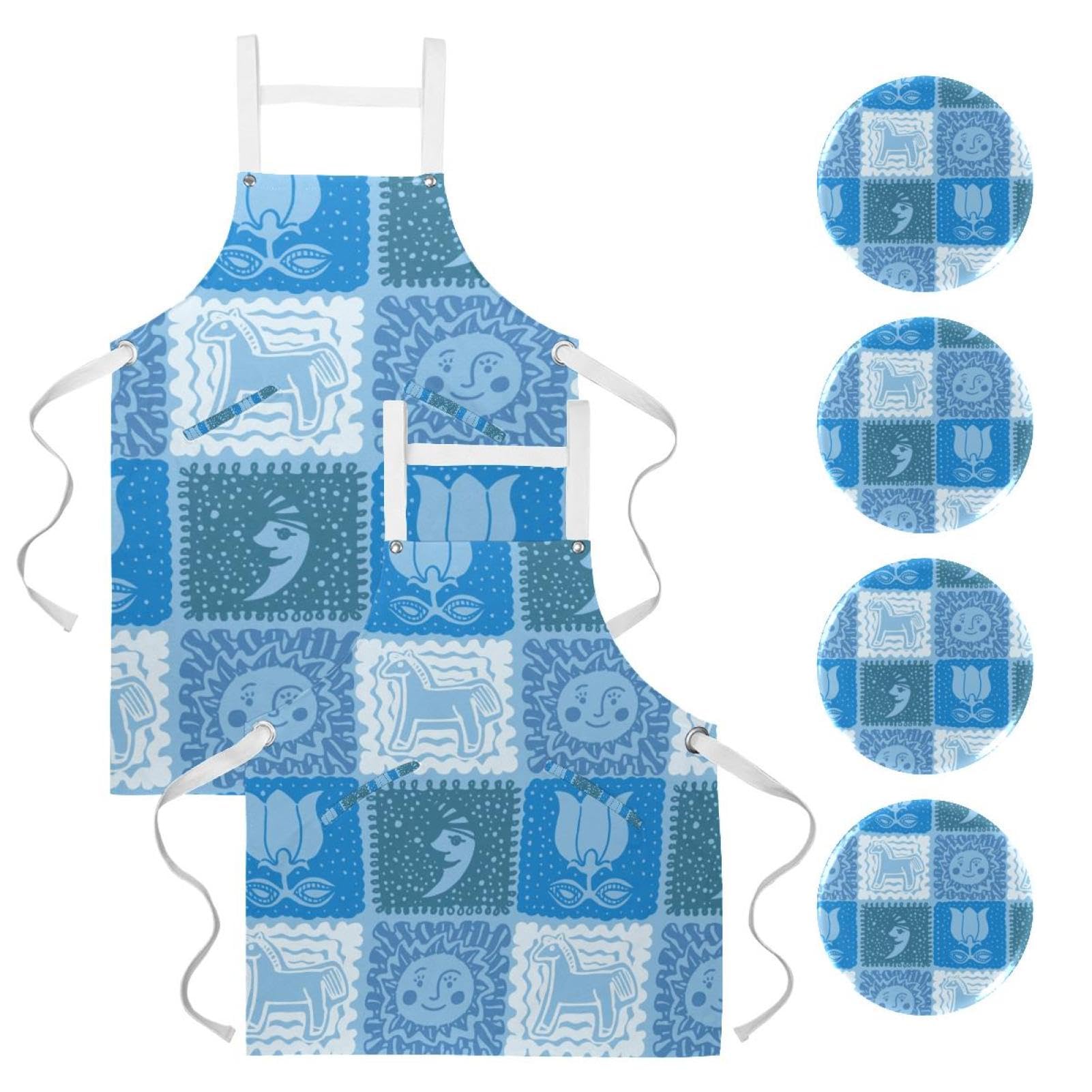Tablier de serveuse pour restaurant et bistrot avec 4 broches