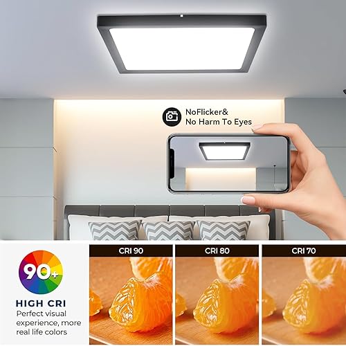 Miniatura 3 de 1 paquete de 15.8 pulgadas 4500LM LED de montaje empotrado luz de techo, 38 W blanco 6000 K, 120 V montaje en superficie delgada lámpara de techo