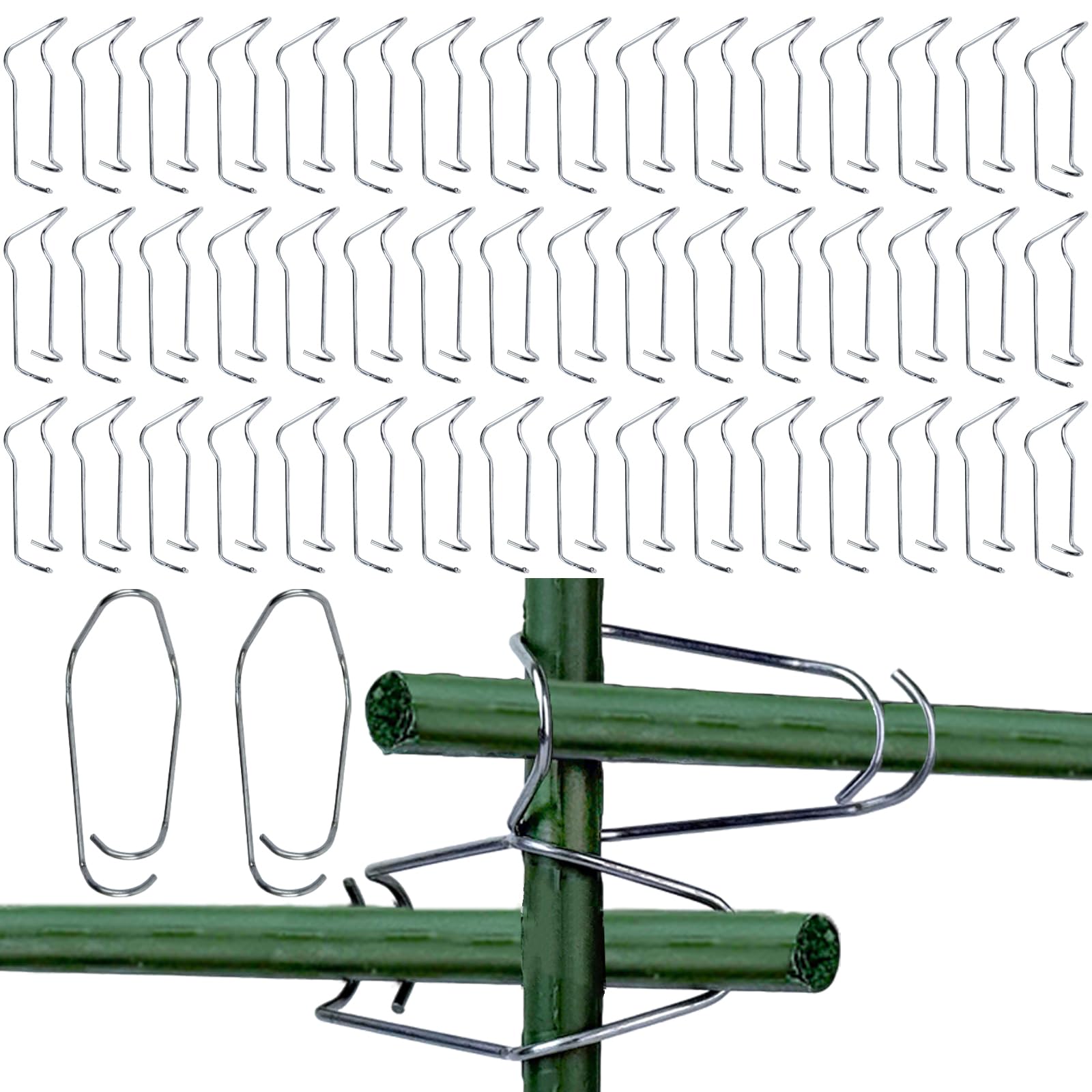50Pcs Plant Trellis Connecting Buckles,11MM Garden Plant Stake Connectors for Bamboo Canes,Garden Pile Support Clips,Stainless Steel Climbing Frame Buckles for Tomato Cucumber Eggplant Vine Vegetable