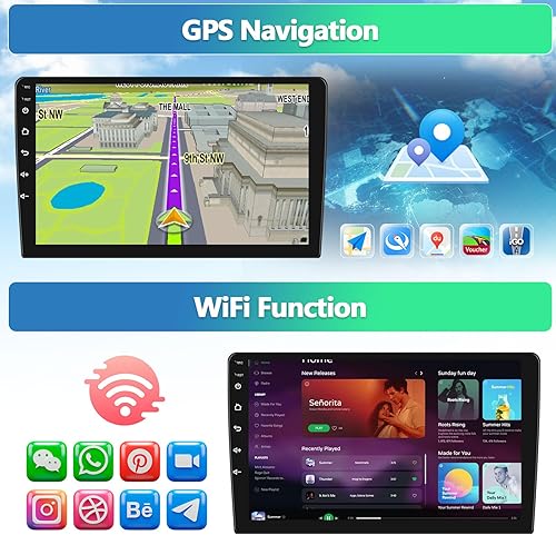 Miniatura 4 de AMprime Estéreo Android de doble DIN para automóvil con Apple Carplay de 10.1 pulgadas, pantalla táctil, radio de coche, compatible con Bluetooth