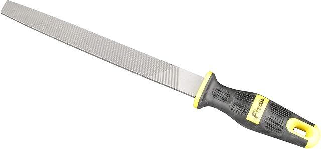 8-Inch T12 Carbon Steel File, Medium Cut, Hardeness HRC65, for Filing Soft Metal, Alumnium, Tin, Copper, Hard Plastic, Hard Wood, Comfort Massage Handle Grip, Premium Quality Metal File (Flat)