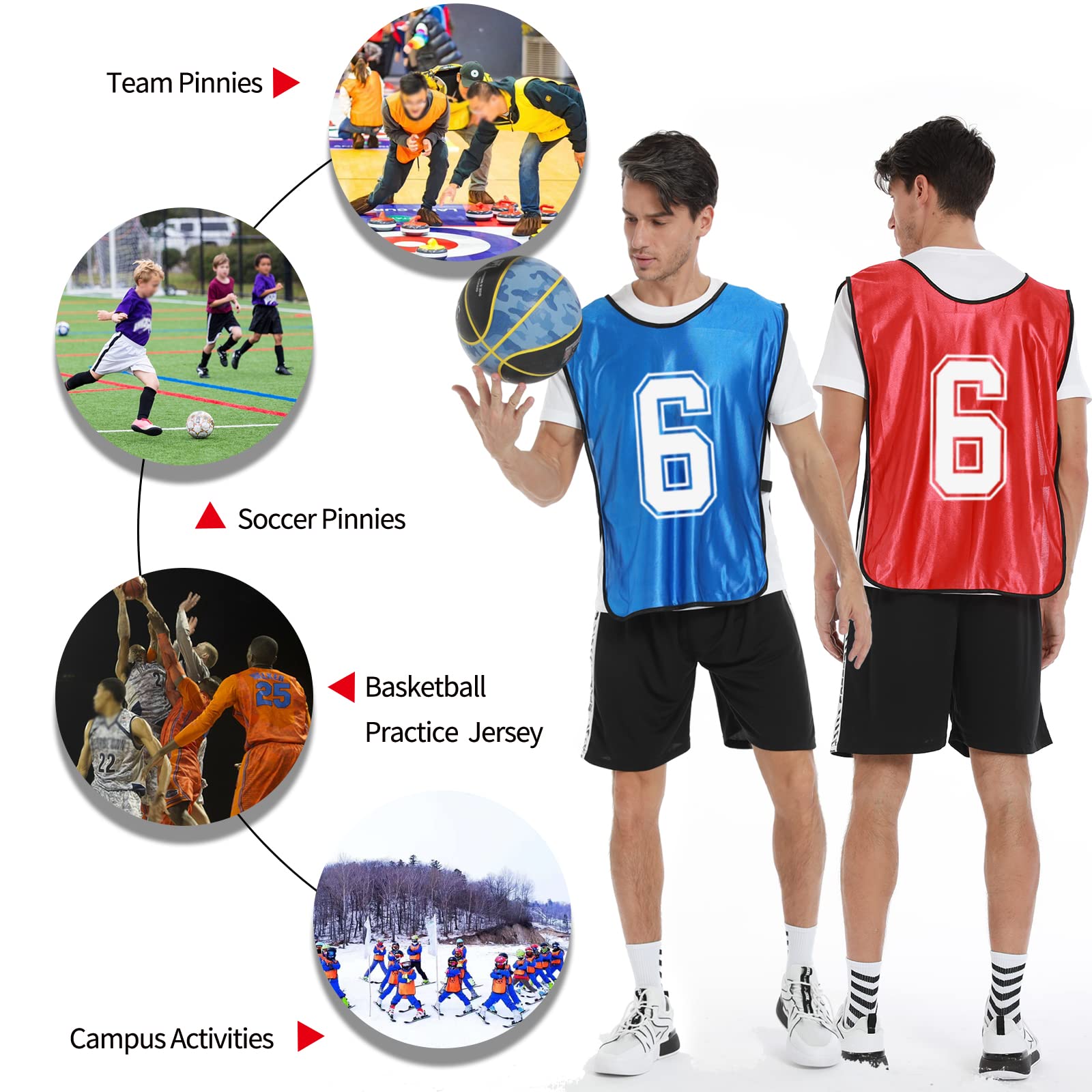 Sports Pinnies, chaleco de práctica numerado para fútbol y baloncesto, juego de 12 unidades