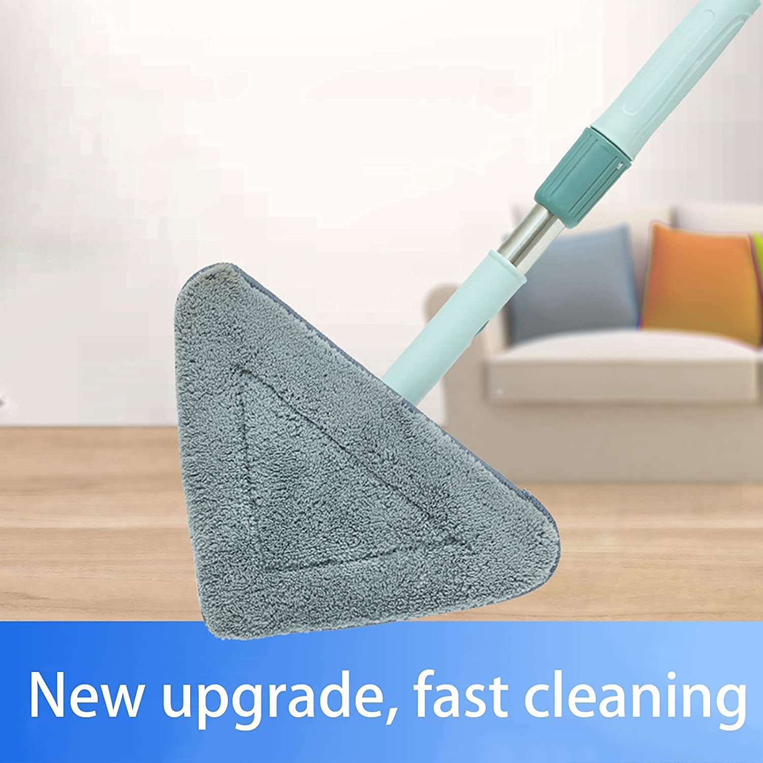 Trapeador húmedo y seco Trapeador de 360° Trapeador multifuncional extensible de microfibra Trapeador de limpieza triangular Giratorio Ajustable Con mango telescópico Con recambios Paño de repuesto