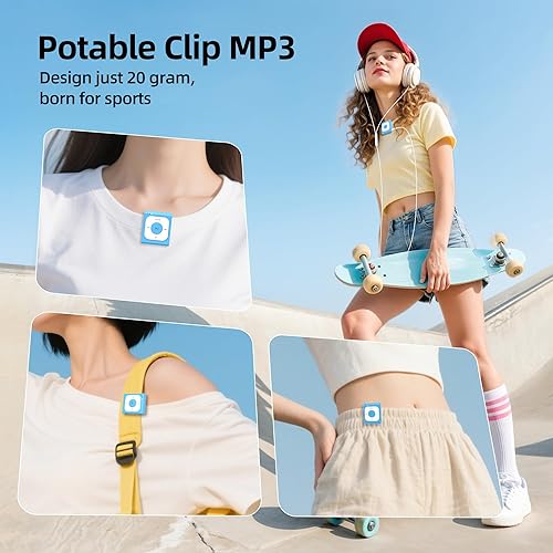 Miniatura 4 de AGPTEK Reproductor MP3 con clip de 64 GB con Bluetooth, A53PL reproductor de música portátil con radio FM, barajar, no necesita teléfono, para