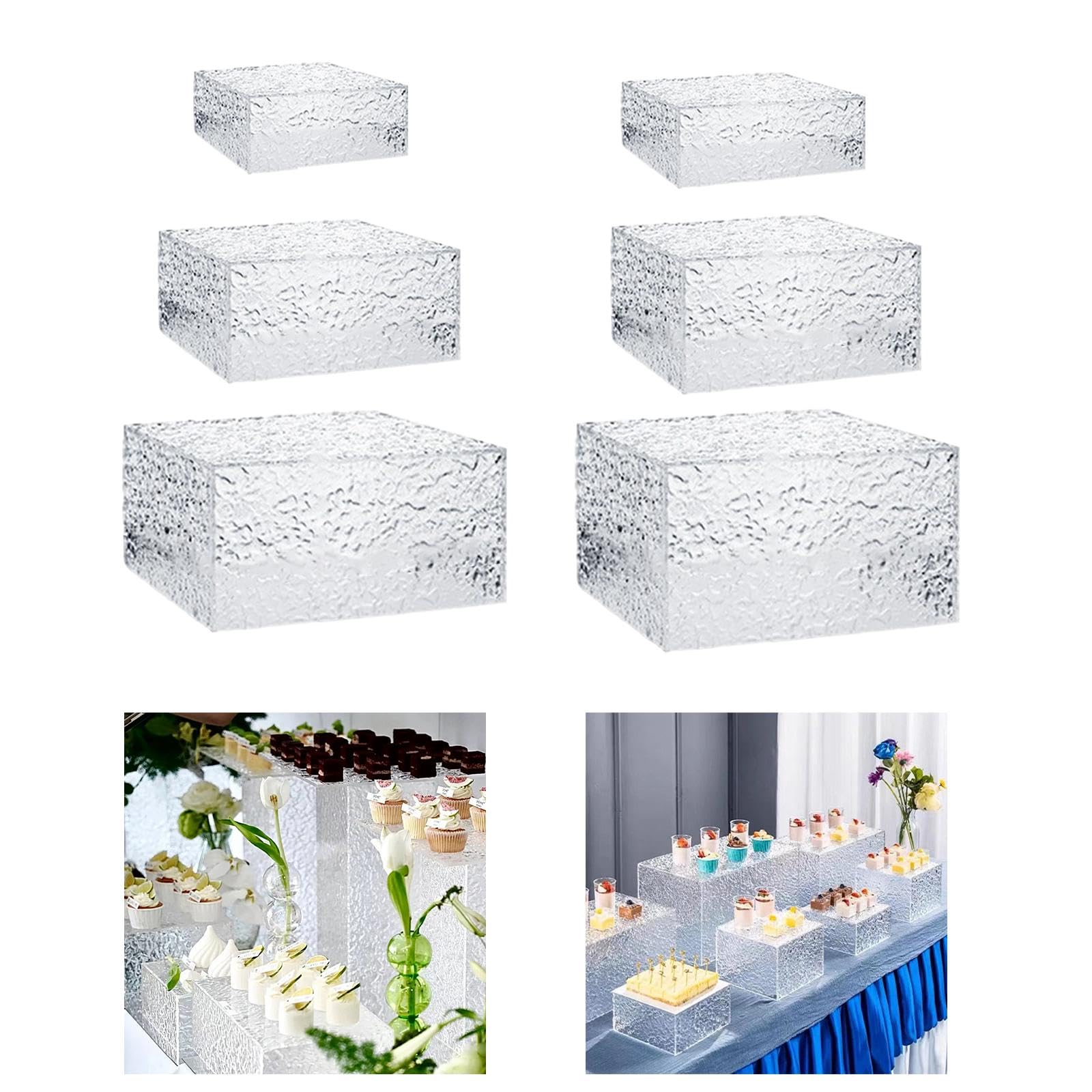 Sharplace Lot de 8 boîtes cubiques Transparentes en Acrylique avec Fond Creux, idéales pour présenter des buffets, des Desserts et des Cupcakes.