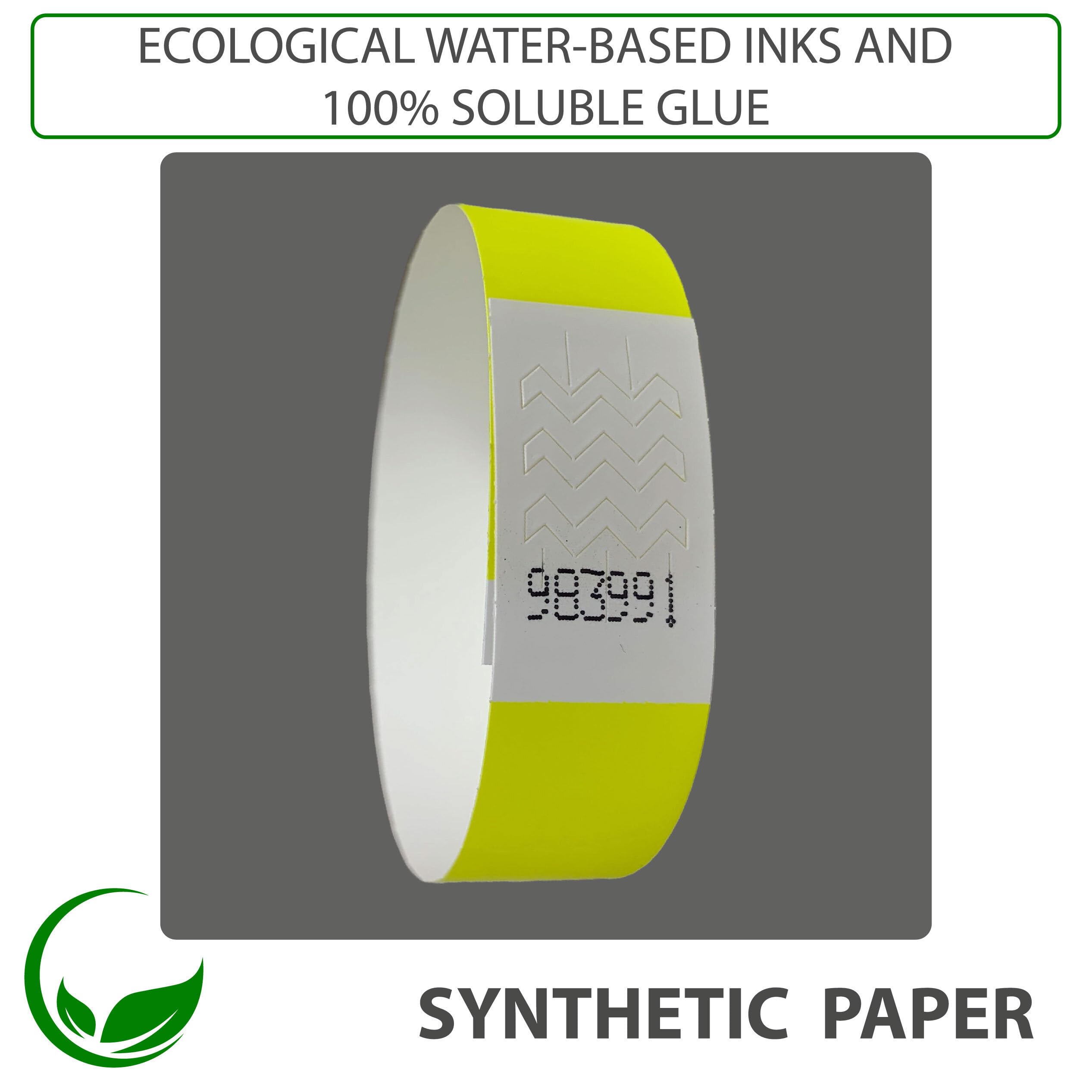 Tyvek Braccialetti di carta impermeabili Neon Yellow 1000 pezzi per feste festival discoteche