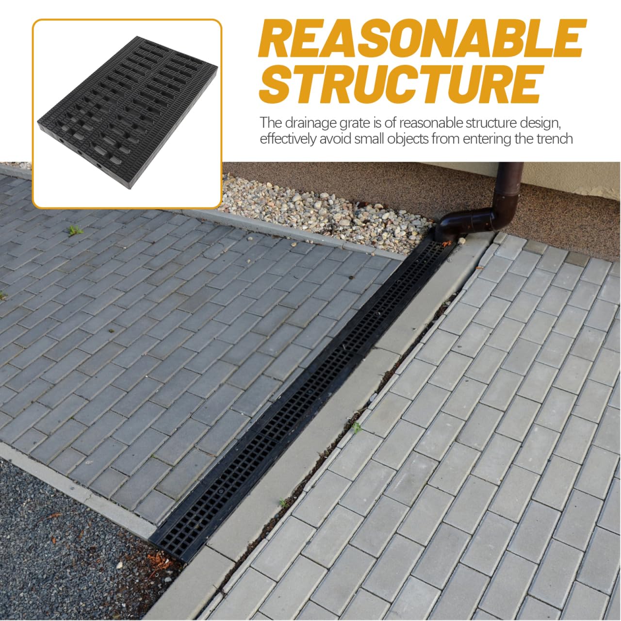 Tofficu Garden Drainage Grates 11.7 X 9.8 Inch Lightweight Plastic Grotto Cover for Kitchen and Outdoor Trench Drainage with Easy Installation - Image 3