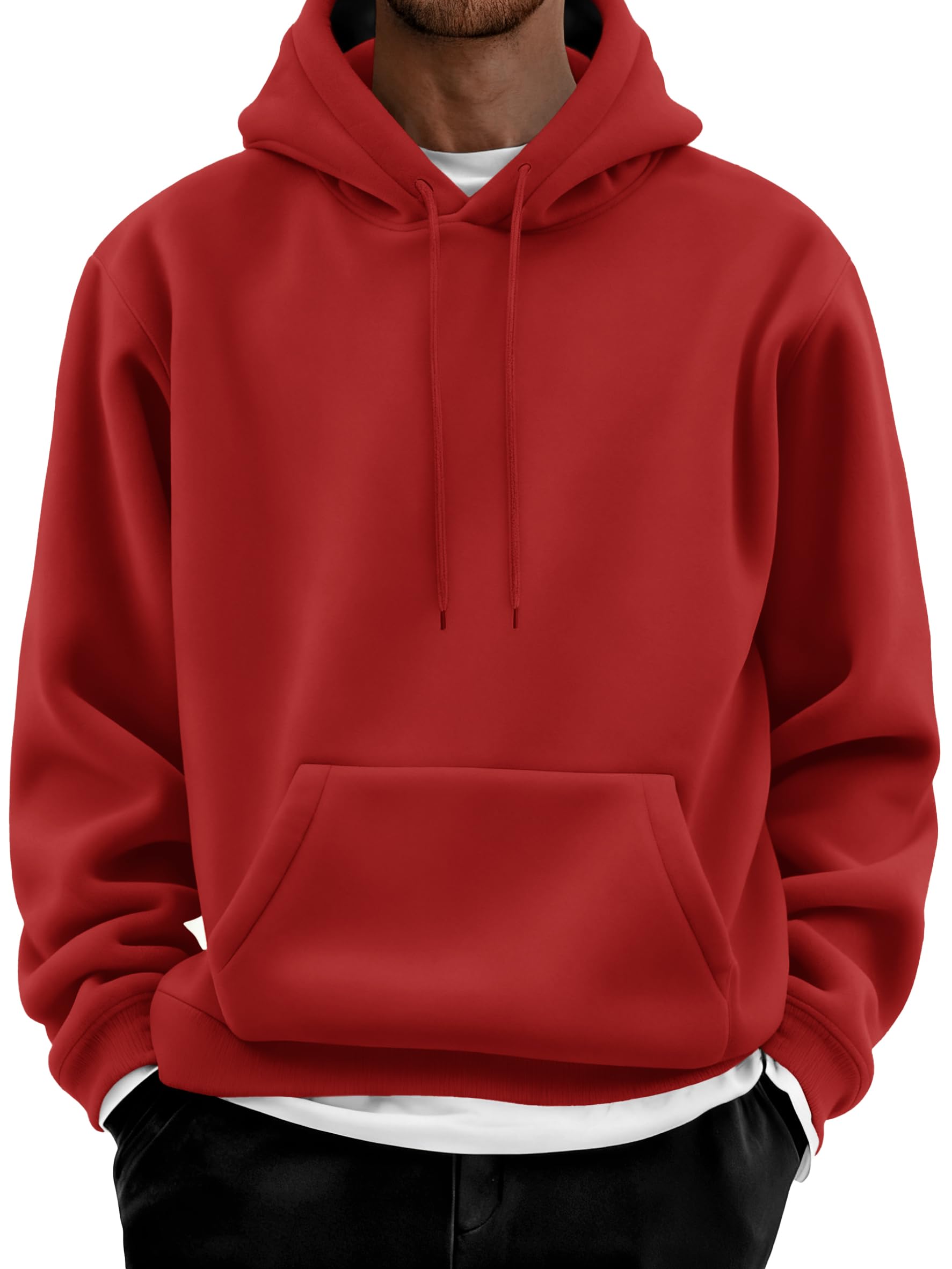 COOFANDY Men Cotton Fleece Hooded Sweatshirt Casual Long Sleeve Hoodies Pullover Fashion Drawstring Hoodie with Kanga Pocket