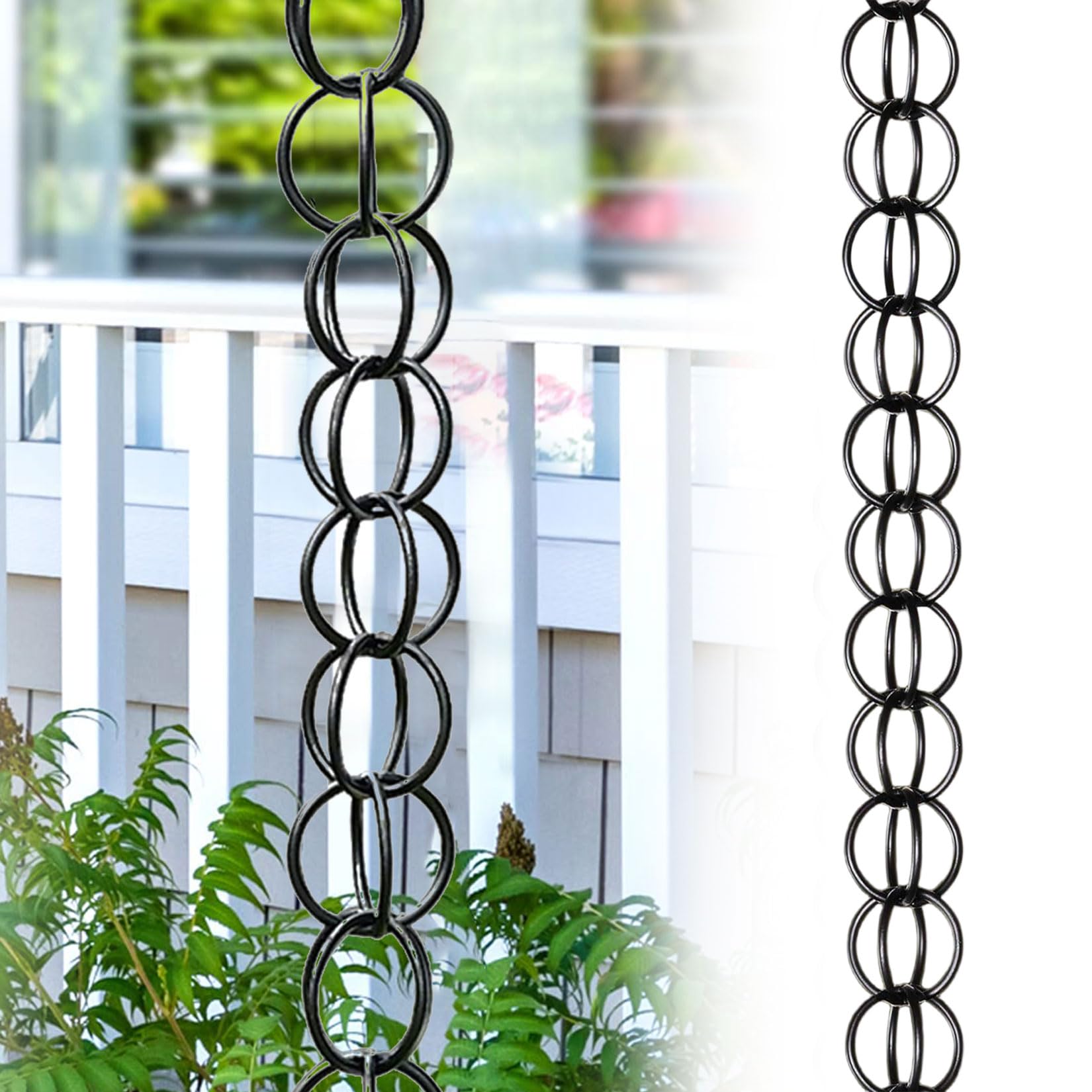 UZAMIRLEX Rain Chain, Aluminum Double Loop Rain Chain Rainwater Diverter Downspout Replacement Multiple Sizes(1m(3ft))