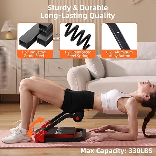 Miniatura 5 de Máquina de abdominales con bandas de resistencia para ejercicio abdominal, 3 niveles ajustables, equipo de ejercicio de sentadilla para gimnasio en