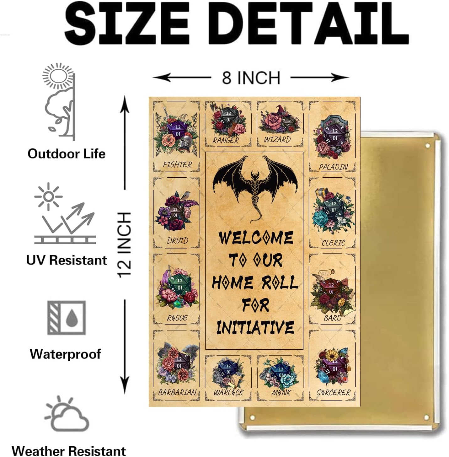 EMOHAT Welcome To Our Home Metal Tin Sign Roll For Initiative Poster Wall Art Dungeons And Dragon Roleplaying Game Decorations for Home 12x8 Inches - Image 2