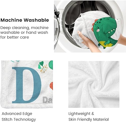 Miniatura 7 de Manta personalizada de dinosaurio para niños, manta de franela suave con nombre personalizado para niños, manta de dinosaurio de regalo para niñas,