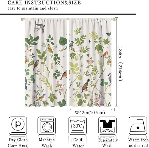 Miniatura 56 de Retro 70s Floral Blackout Window Curtains, Watercolor Flower Plant Rustic Modern Style Pattern Window Drapes, for Bedroom Living Room 42x45in 2