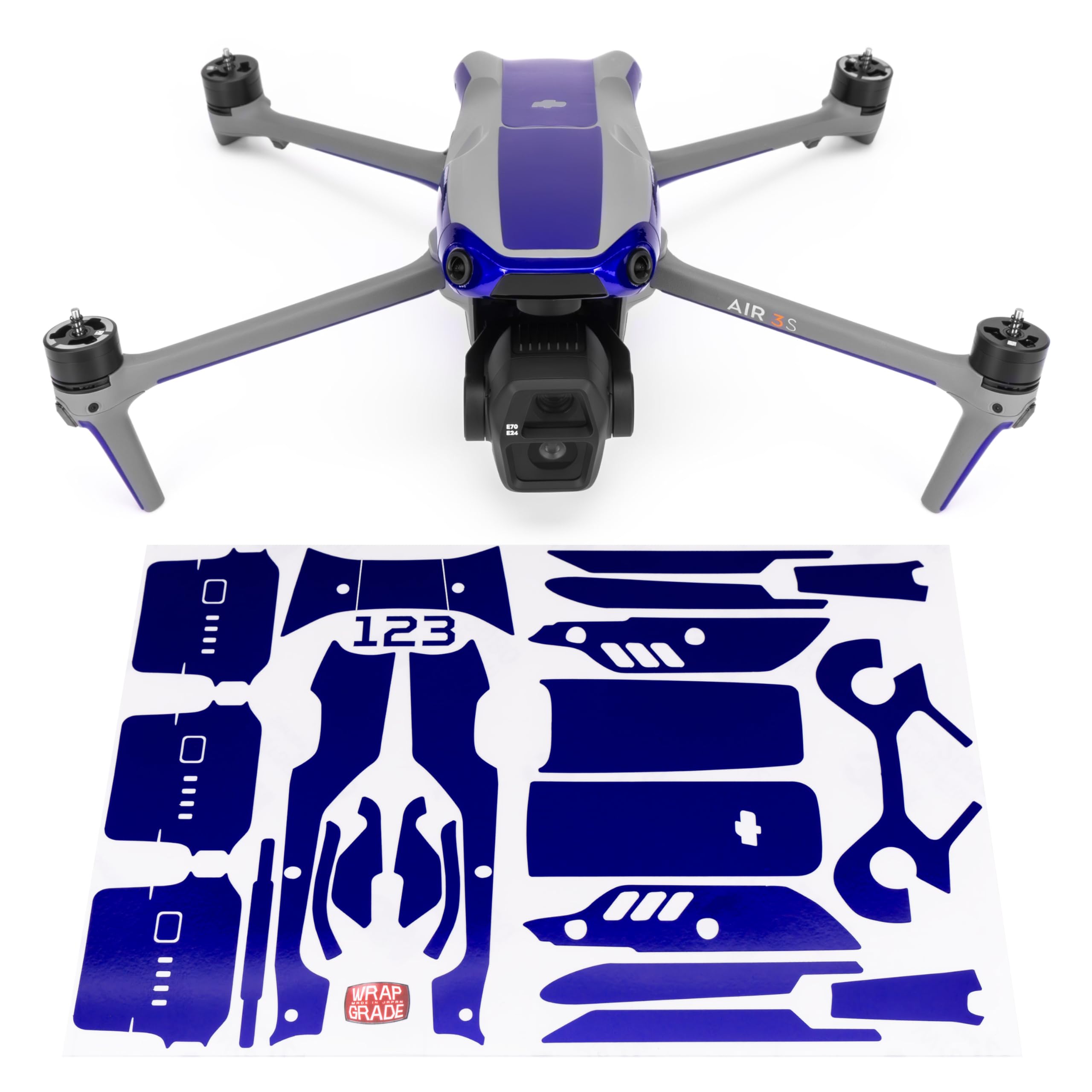 WRAPGRADE Skin Decal Sticker Accent Color Compatible with DJI Air 3S (Stratosphere Blue)