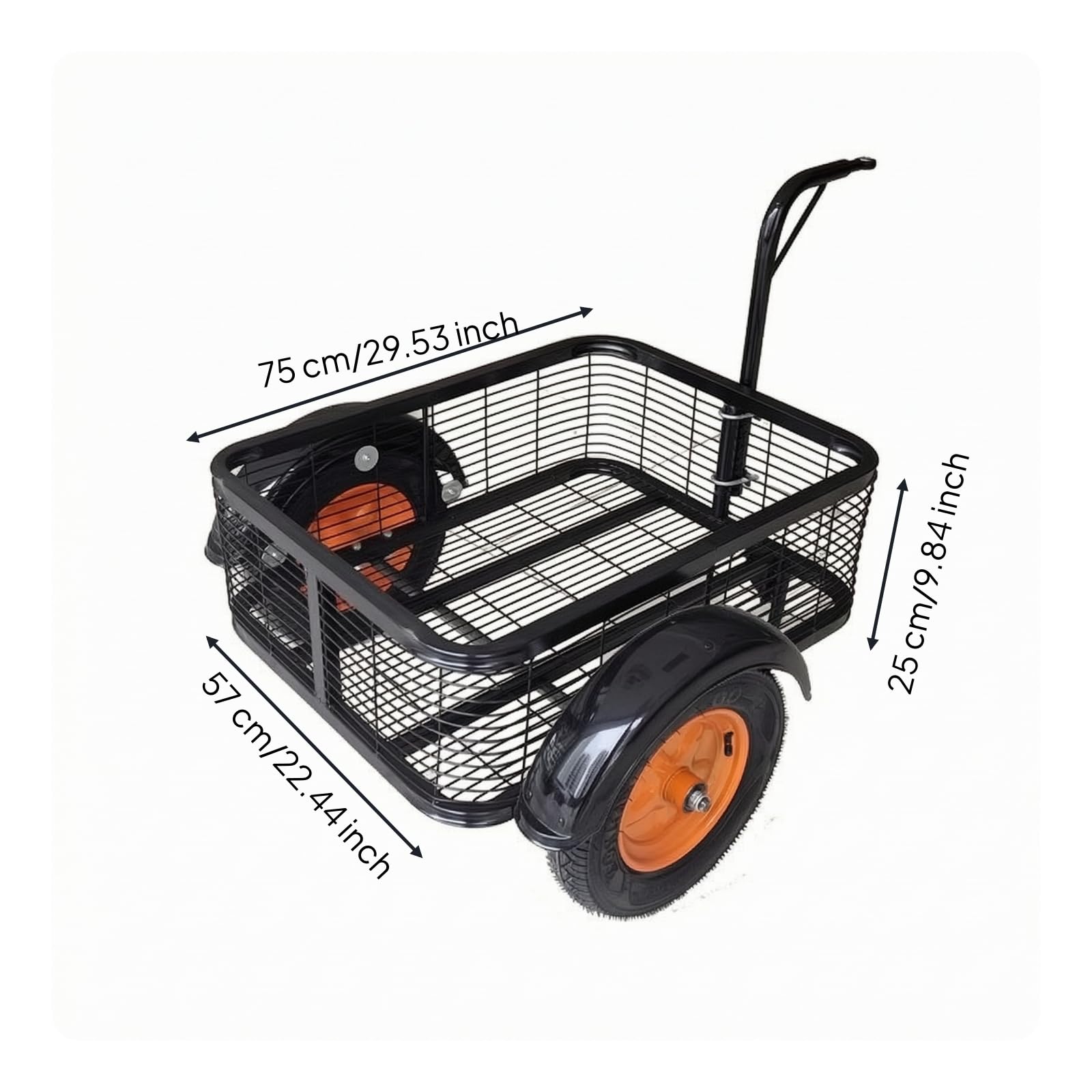 Sharplace Remolque para Bicicleta Remolque Carrito Tráiler Carro con Canasta de Alambre Robusta con Estructura Estable y Adecuado, Negro, Pequeño, Modelo De Red Simple, 75 57 25cm