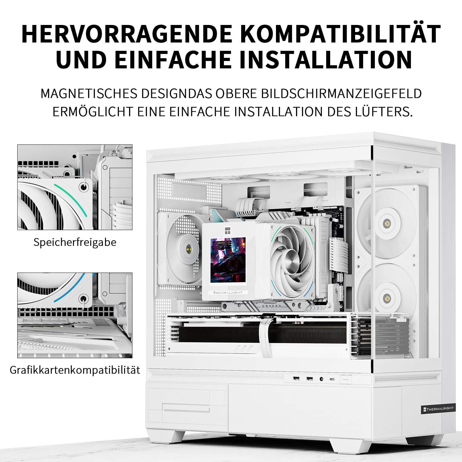 TR Phantom Spirit 120 Vision Snow klimatyzator CPU, radiator biurkowy z podwójnym wentylatorem PWM, chłodzenie ekranu PC o przekątnej 3,95 cala, rozdzielczość 480 x 480, do LGA1851/1700 AM5