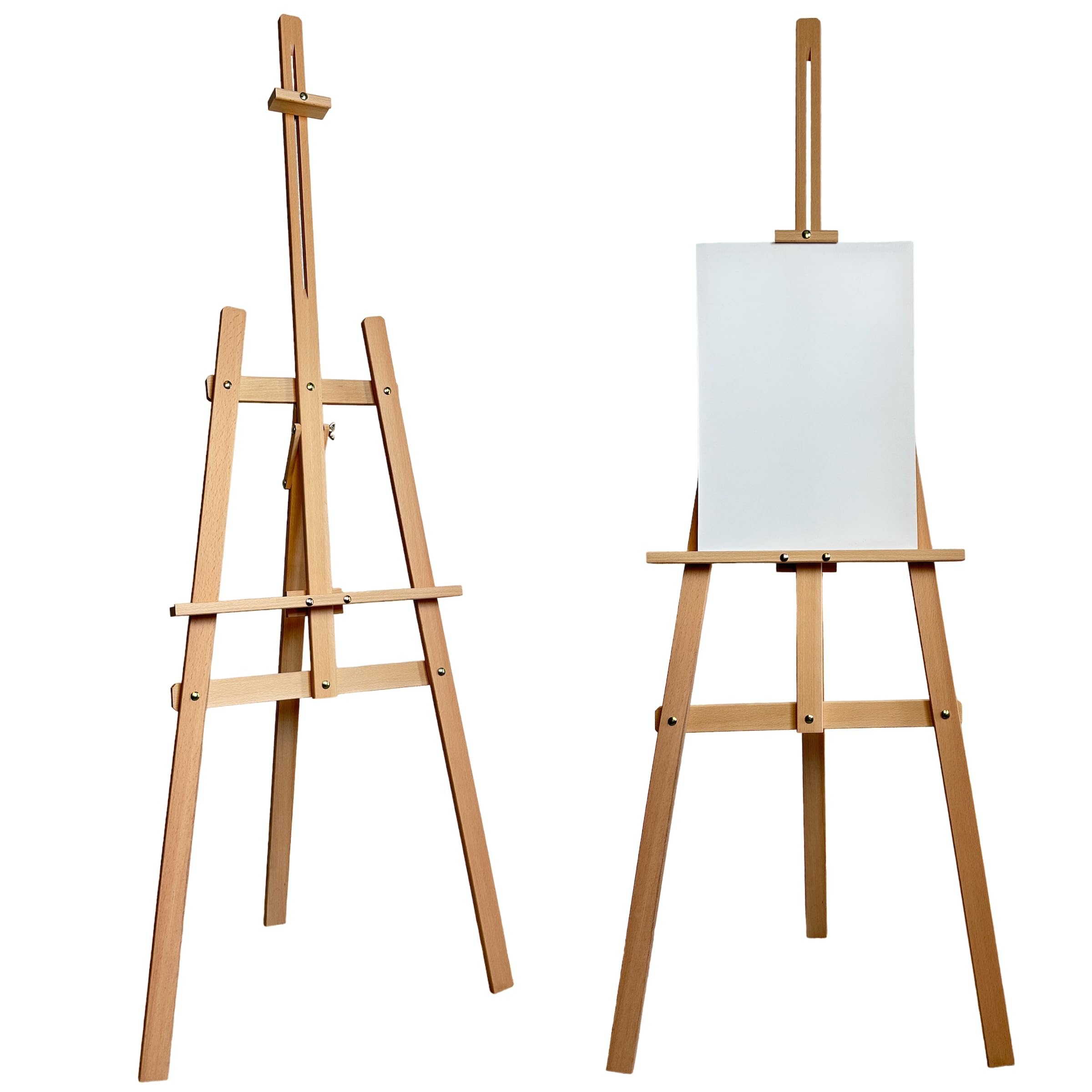 Houten vloer ezel met wielen Canvas display standaard Grote plank Profession Studio ezel Binnen Canvas advertentie display standaard met wielen