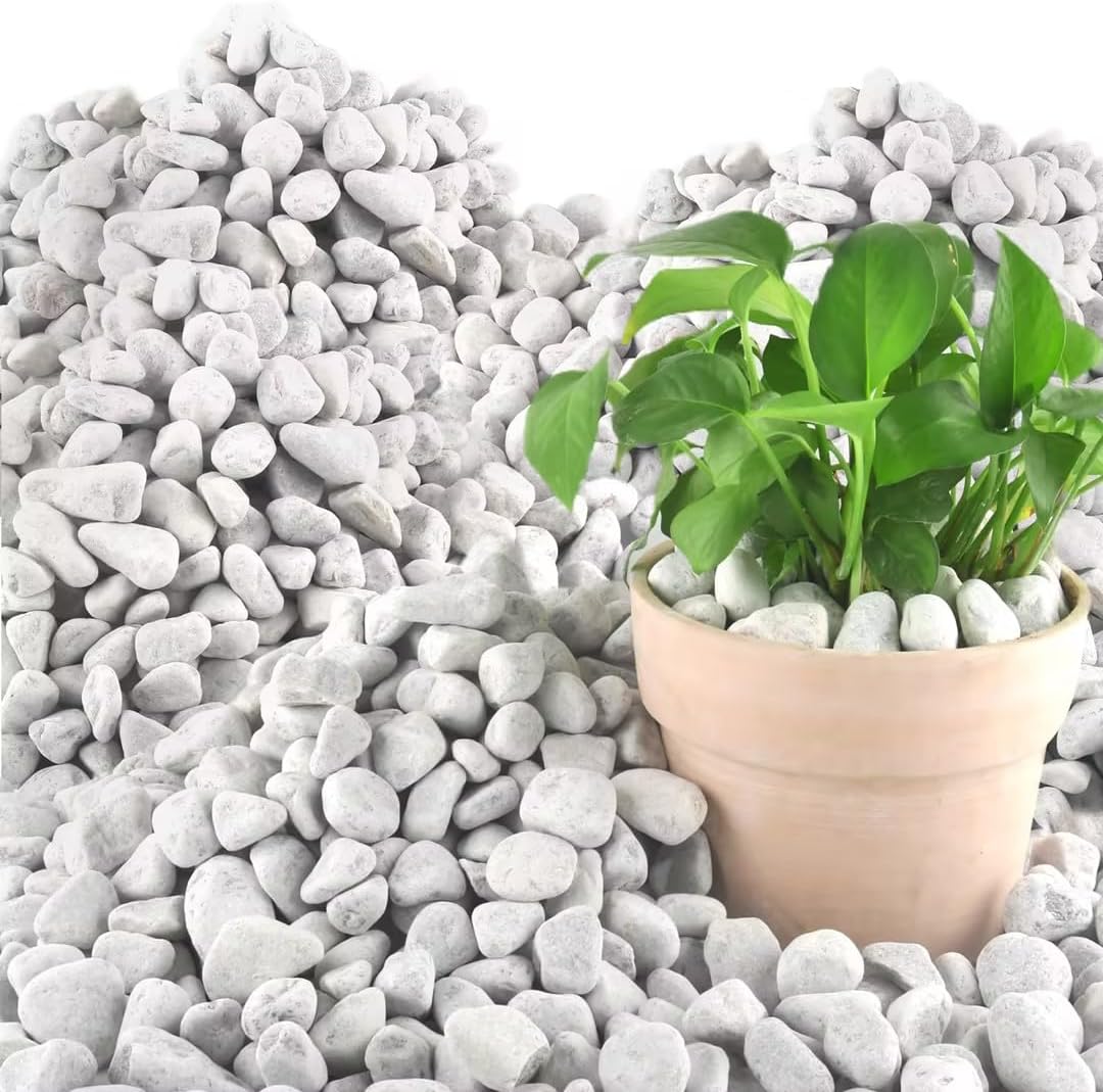 45LB Natural Grey Gravel, 0.8"-1.8" River Rocks,Decorative Pebbles for Indoor Outdoor Planters, Terrarium Rocks in Bulk,Aquarium Gravel for Pathways Backyard Walkways Landscaping Fish Tank