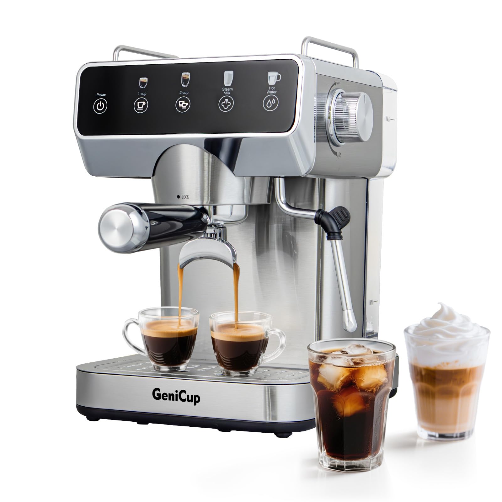 Expresso Coffee Machines with Touchscreen 20 Bar Professional Espresso Maker with Milk Frother Hot Water Stainless Steel Coffee