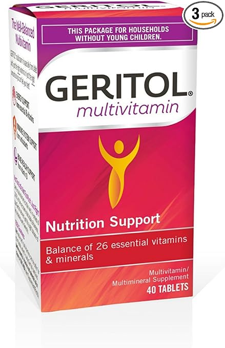 Geritol, Multivitamin Supplement, Contains B-Vitamins, Antioxidants, Vitamins C, E & D and Iron, 26 Essential Vitamins and Minerals, Gluten-Free, Non-GMO, No Artificial Sweeteners, 40 Tablets