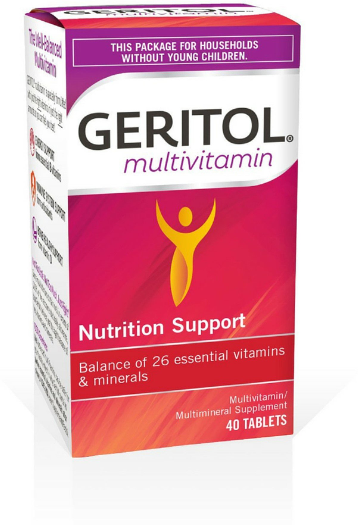 Geritol, Multivitamin Supplement, Contains B-Vitamins, Antioxidants, Vitamins C, E & D and Iron, 26 Essential Vitamins and Minerals, Gluten-Free, Non-GMO, No Artificial Sweeteners, 40 Tablets