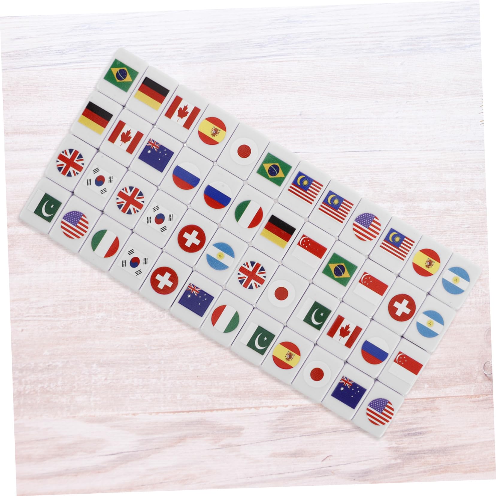 VICASKY Set de 48 Piezas de Mahjong Diseño de Bandera Nacional para Adultos y Niños, Juegos Familiares Mahjong Modos de Juego Variados y Reglas Fáciles de Aprender