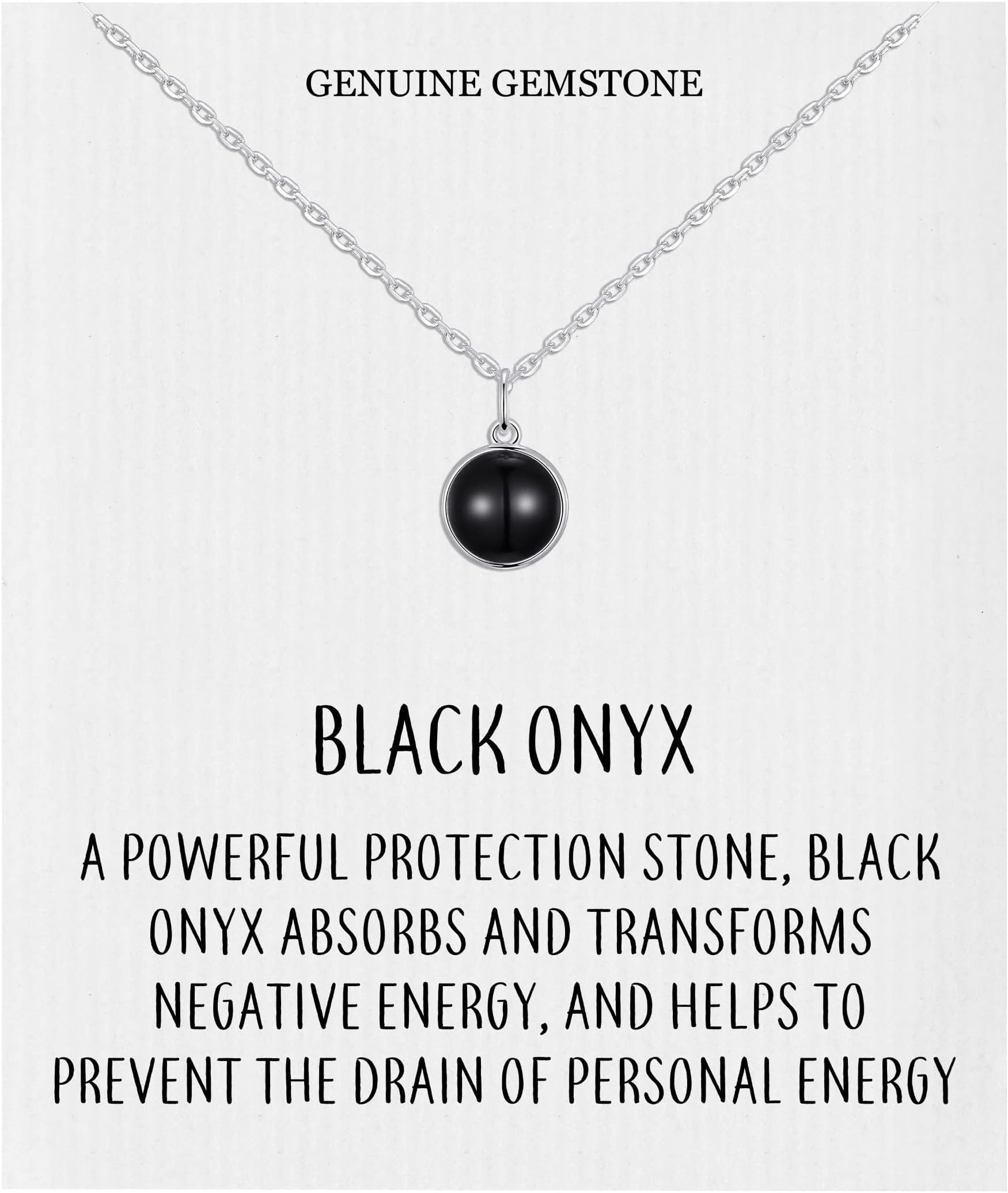 Philip JonesBlack Onyx Necklace with Offer Card, Einstellbar, Black Onyx, onyx necklace