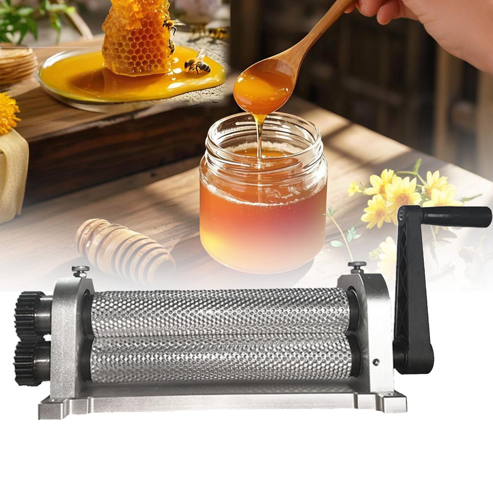 GIZMIT Bee Wax Foundation Sheet Mills Machine, Manual Beeswax Plate Press Milling Machine, Bee Wax Foundation Roller Press Machine for Producing Honeycomb 5.4mm