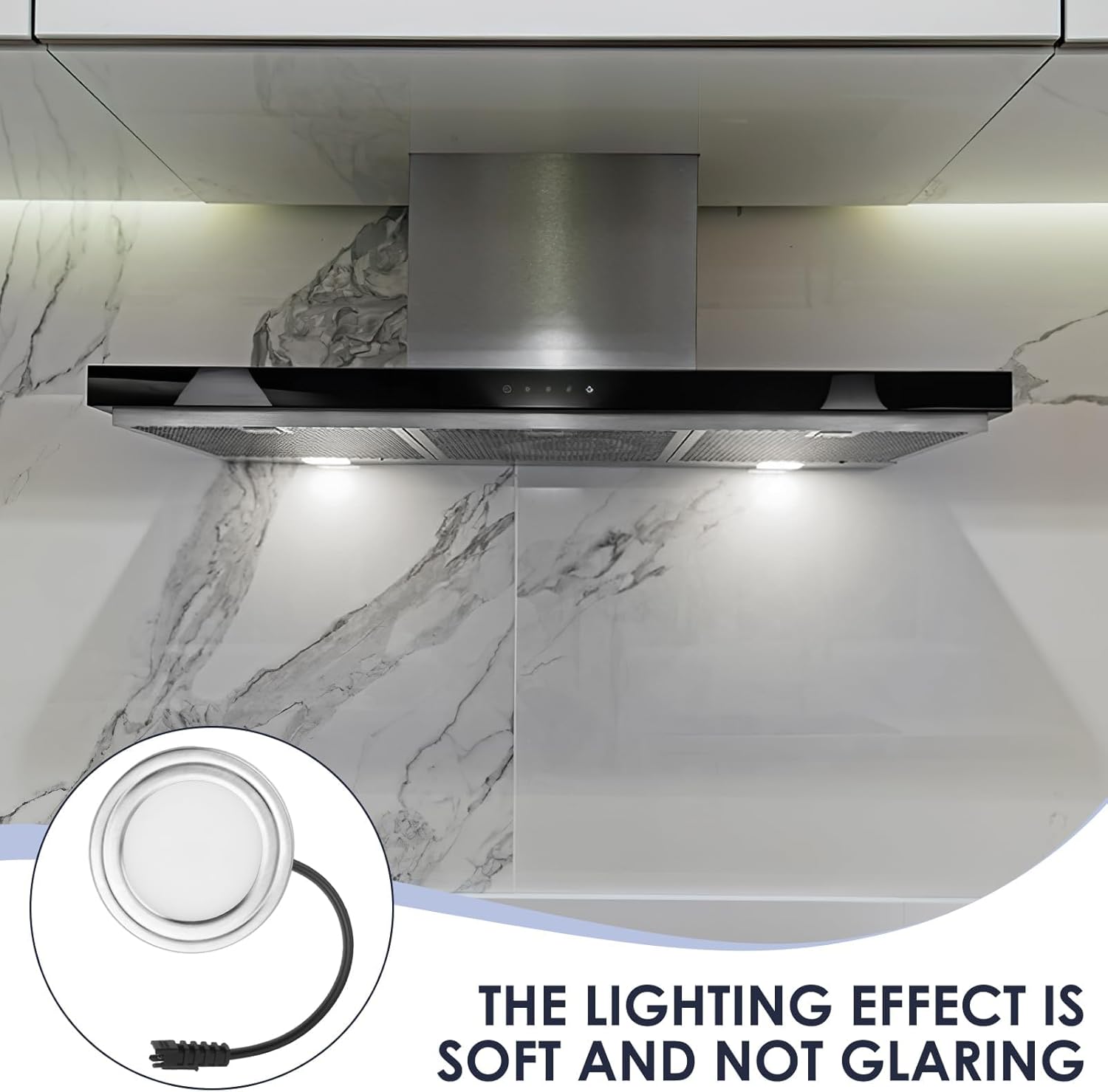 2 Pack 12V DC 1.5W Range Hood Lights with SM Socket Male Head Round 68mm 6500K Plastic, Hole Closet Stove LED Light Recessed, Bright White Kitchen Range Hood Light Bulbs Replacement (SM Socket Round)