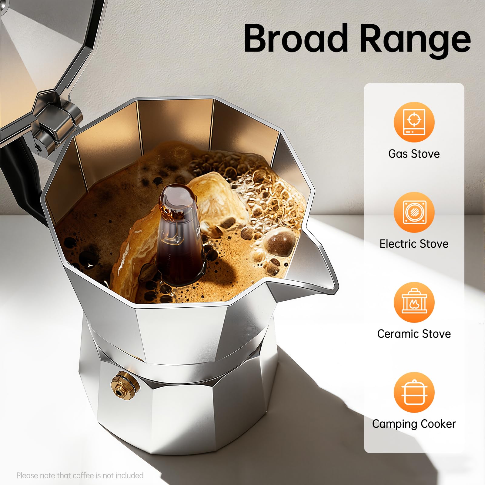 Elektrische Espressomaschine, Mokkakanne mit Elektrische Heizplatte, Esspressokaffeemaschine Klein, Einstellbare Temperatur Camping Kaffeemaschine (3 Tassen)