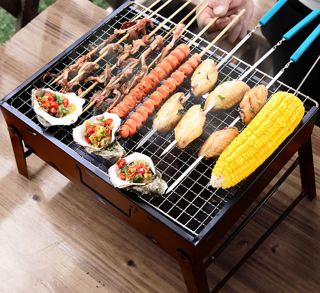 ROIMOE Holzkohlegrills Grill BBQ Portable, Tischgrill Campinggrill Picknickgrill, Abnehmbare BBQ Grills Klappgrill Minigrill für Outdoor Terrasse Camping (Large) Black