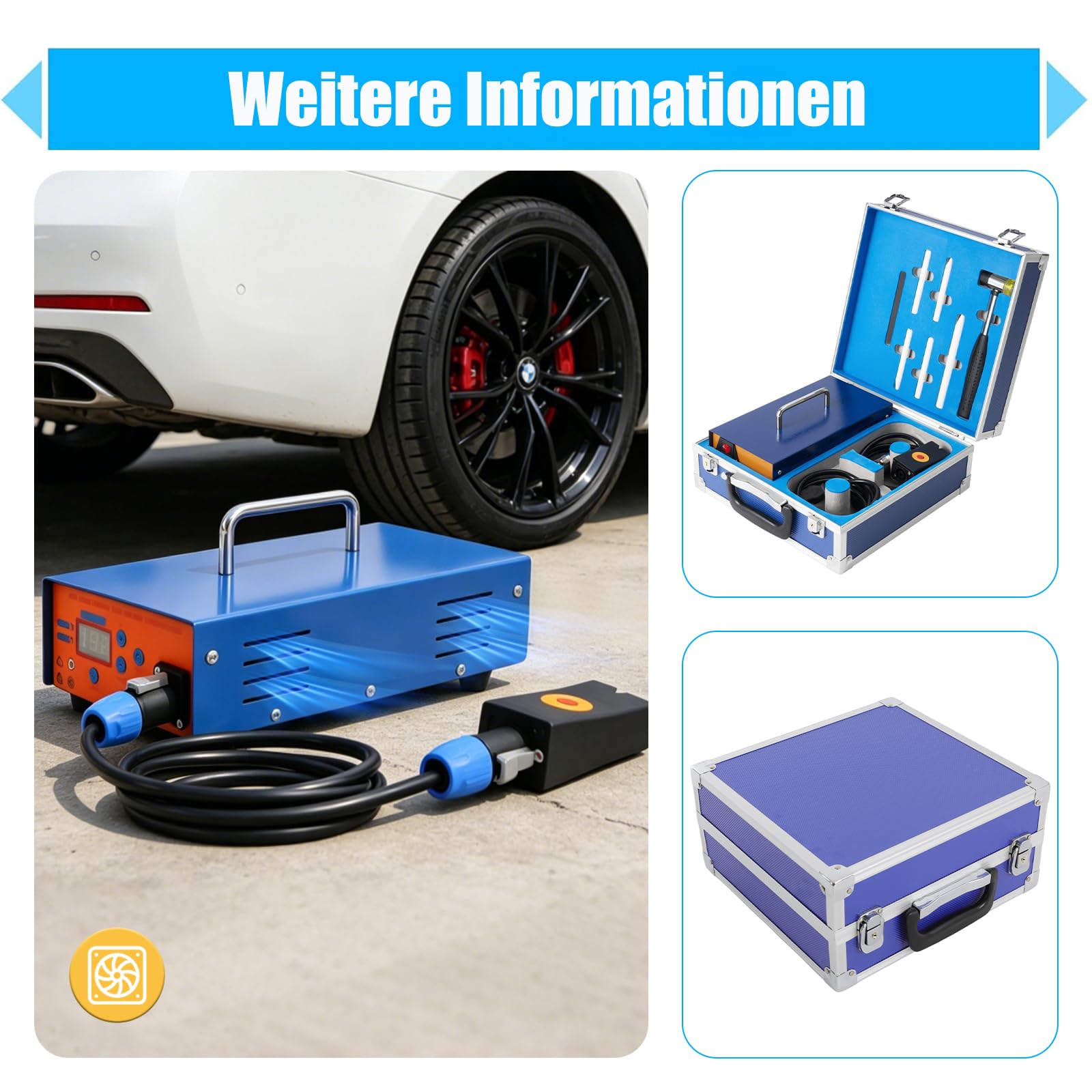 1380W Induktionsheizgerät zur Dellenentfernung – Auto Ausbeulwerkzeug ohne Lackieren mit Digitaldisplay, Elektromagnetisches Reparaturset für KFZ-Karosserien und Karosseriereparaturen