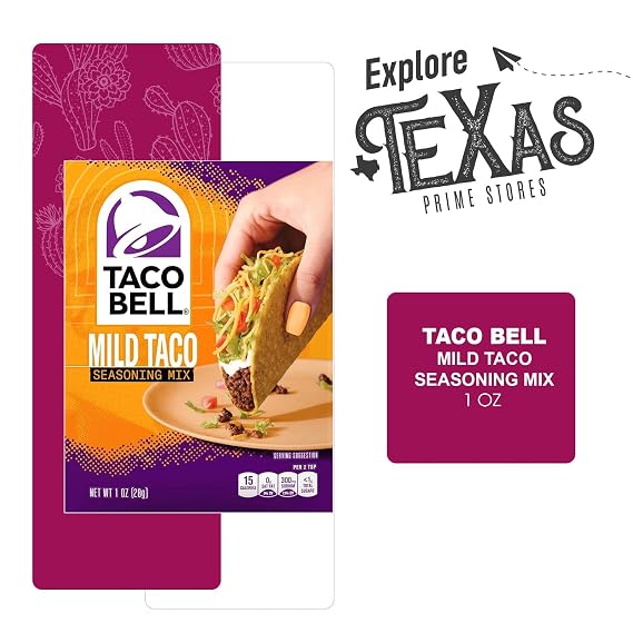 Taco Bell - Lavinia essentials Bundle: 12-Pack of Mild Taco Seasoning Mix, 1oz Packet + 1 Utility Prop.