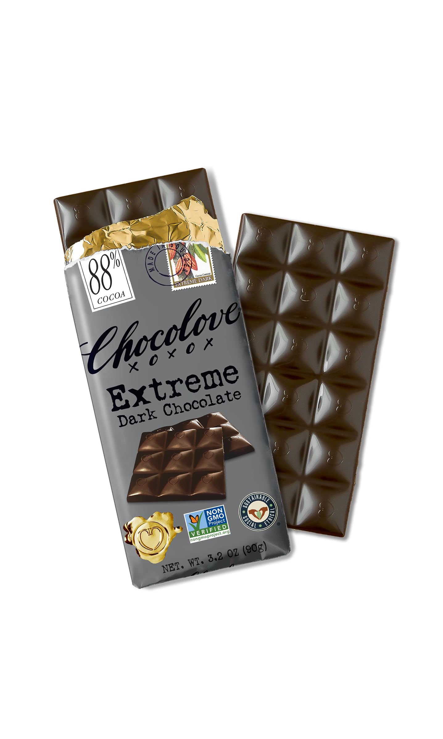 Chocolove, Chocolate Bar Extreme Dark 88%, 3.2 Ounce | Grocery