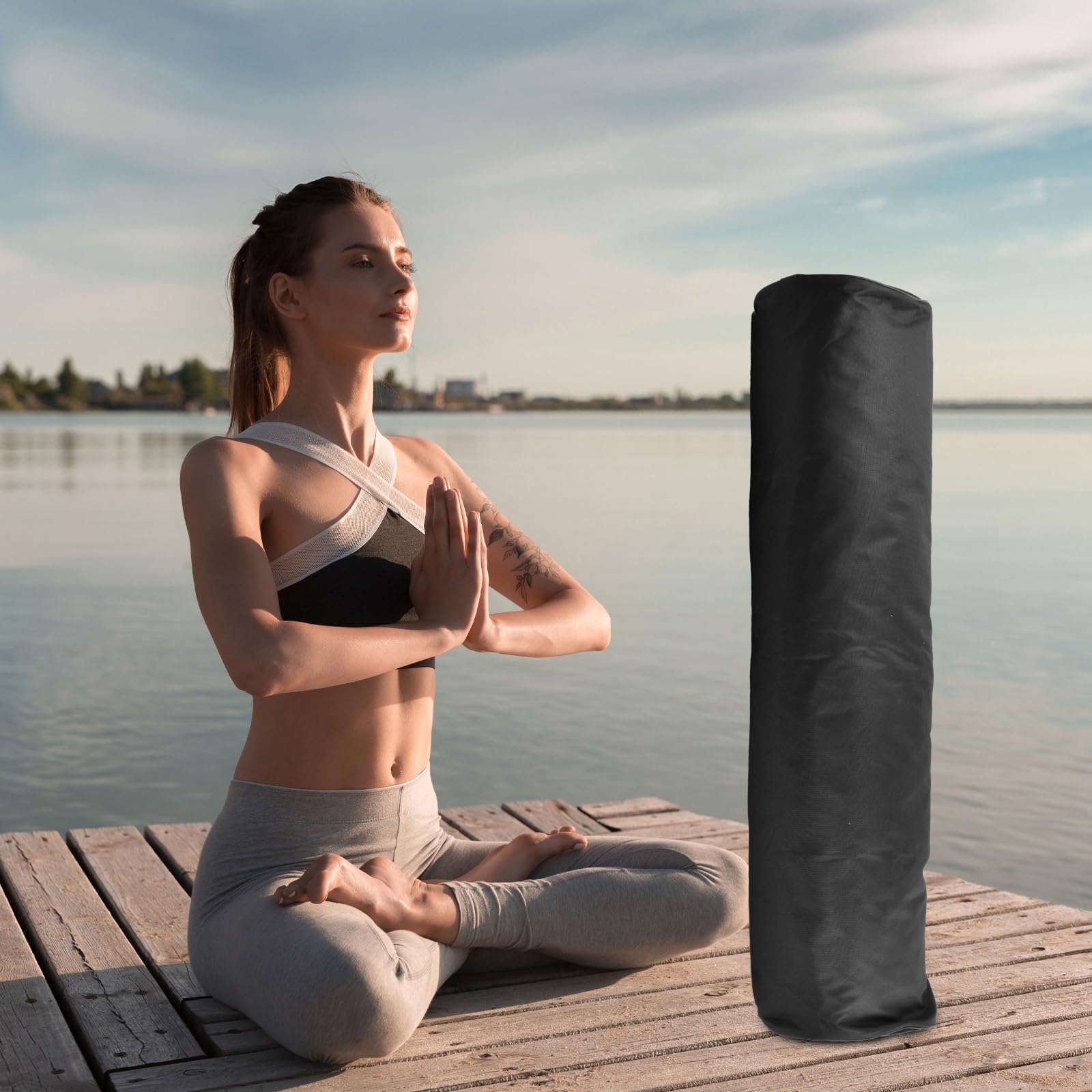 Borsa per tappetino da yoga, nera, 71,9x16 cm, impermeabile, tracolla regolabile