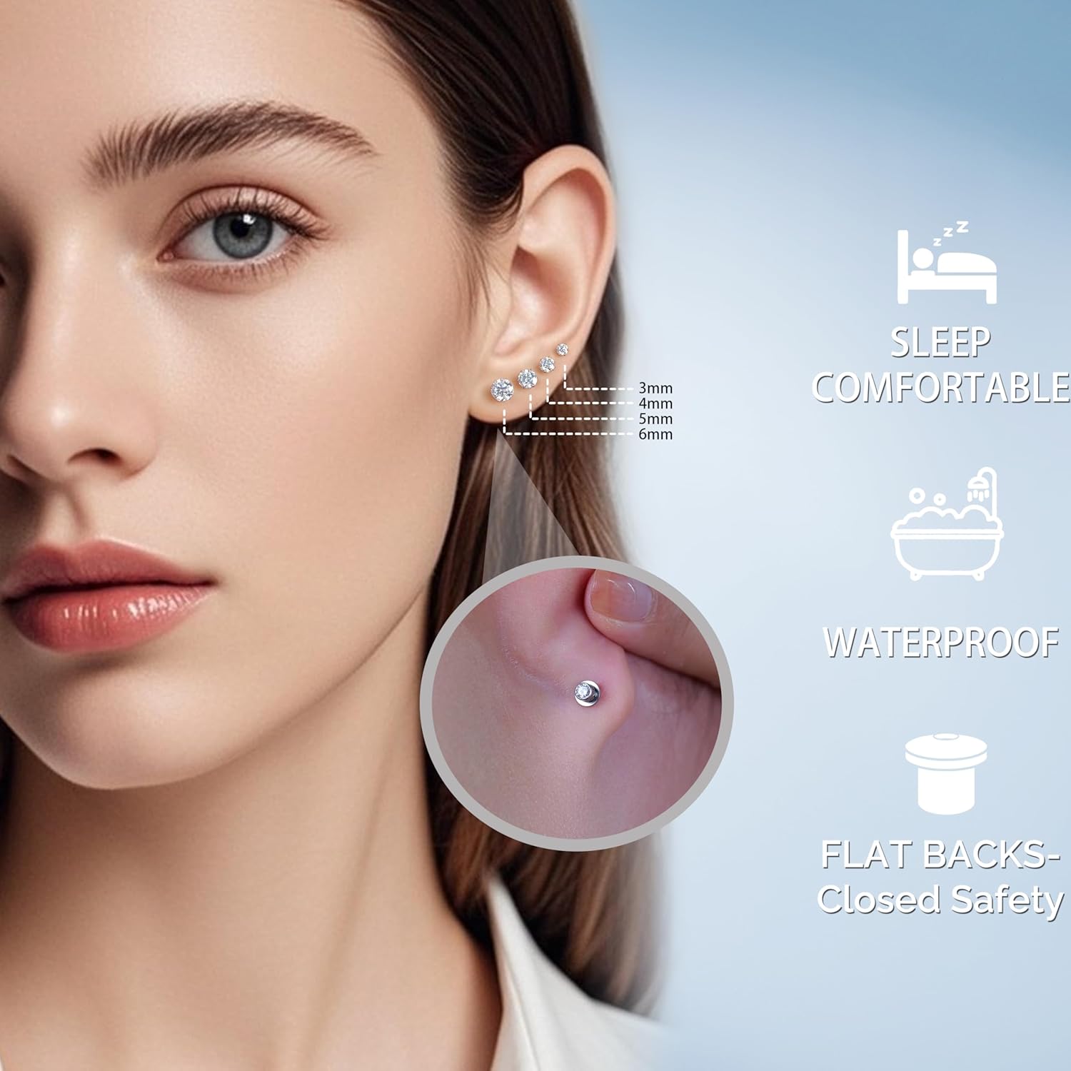 Limerencia Moissanite Stud Earrings G23 Titanium Hypoallergenic Screw Back Moissanite Earrings D Color VVS1 Clarity Jewelry Gifts for Women Men 0.2CT-1.6CT - Image 3