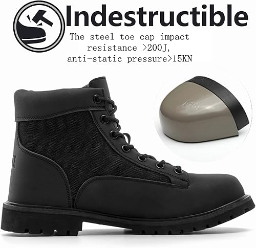 Miniatura 3 de SUADEX Steel Toe Boots for Men Women,Waterproof and Heat Resistant Indestructible Work Safety Boot Outdoor Protection Construction Shoes
