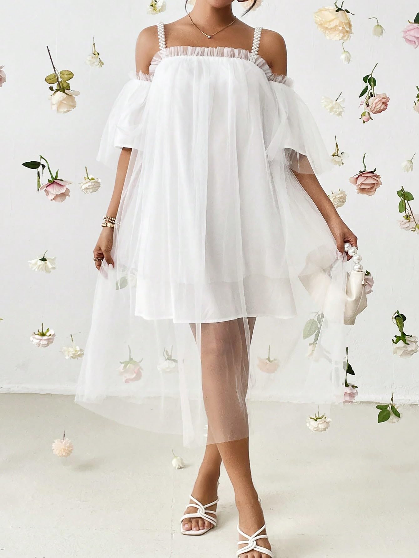 midi dress with sleeves formal Elegant Midi Length ruffles sleeve Twisted Wedding Guest Dresses with