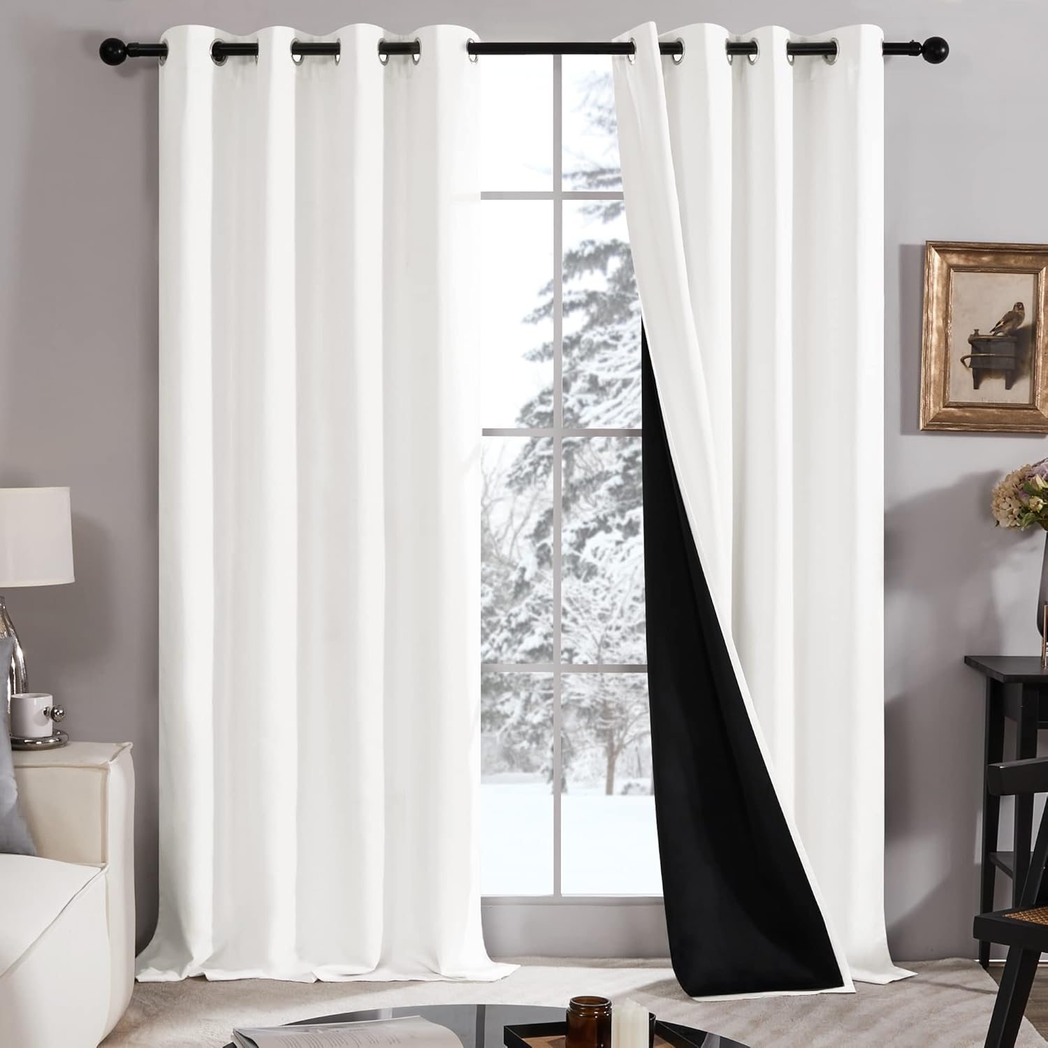 Buy Deconovo Full Shading Curtains for Room Divider, Super HeavyDuty Black Lined Blackout