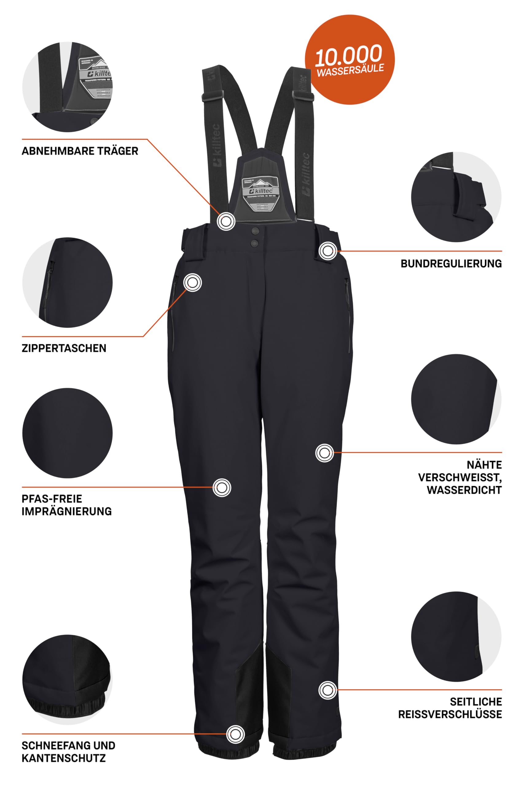 Killtec Damen Skihose/Funktionshose mit abnehmbaren Trägern, Kantenschutz und Schneefang Ksw 249 Wmn Ski Pnts_erielle