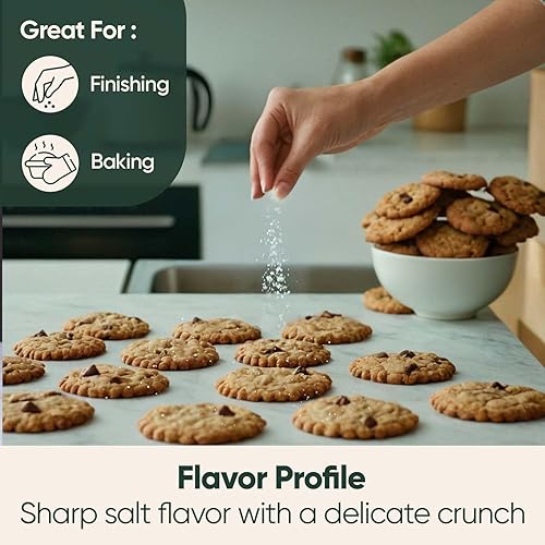 Miniatura 4 de Sal marina escamosa orgánica, sin refinar, rica en minerales, naturalmente baja en sodio, bolsa resellable de 4 onzas