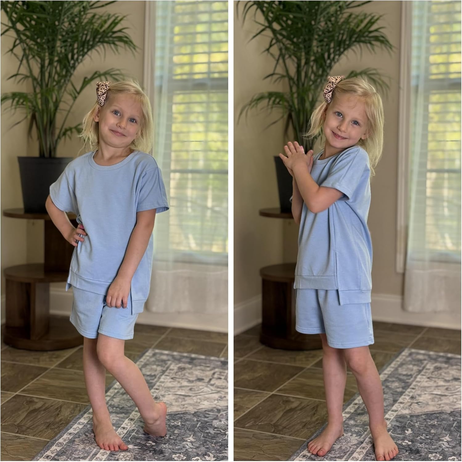 Arshiner Girls 2 Piece Outfit Summer Short Sleeve Loose Fit T-Shirt and Shorts Set Casual Activewear High-Low Hem Sweatshirt - Image 6