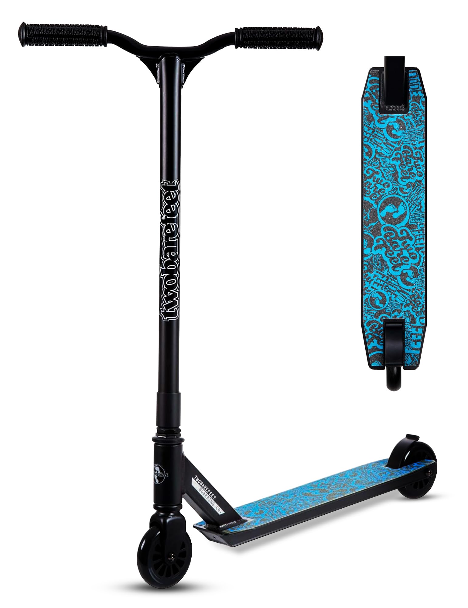Two Bare Feet Cipher Model Stunt Scooter for Kids, Teens & Adults - Lightweight Freestyle Scooter with 360° Spin, ABEC-7 Bearings, 100mm PU Wheels, Durable Design for Tricks (Blue)