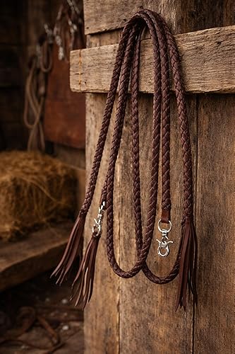 Miniatura 5 de CHALLENGER Horse Horse Western Leather Round Braided Supple Roper Reins 6651