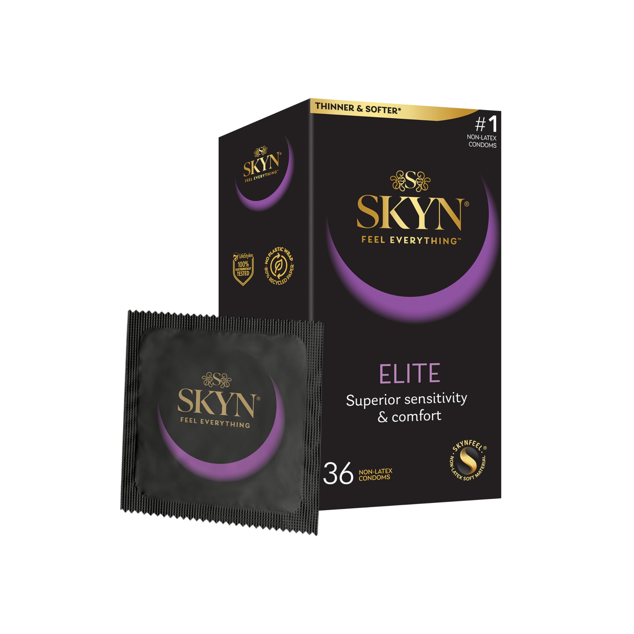 SKYN Elite - Preservativi Senza Lattice in Poliisoprene - Ultramorbidi e Ultrasottili, 36 Pezzi