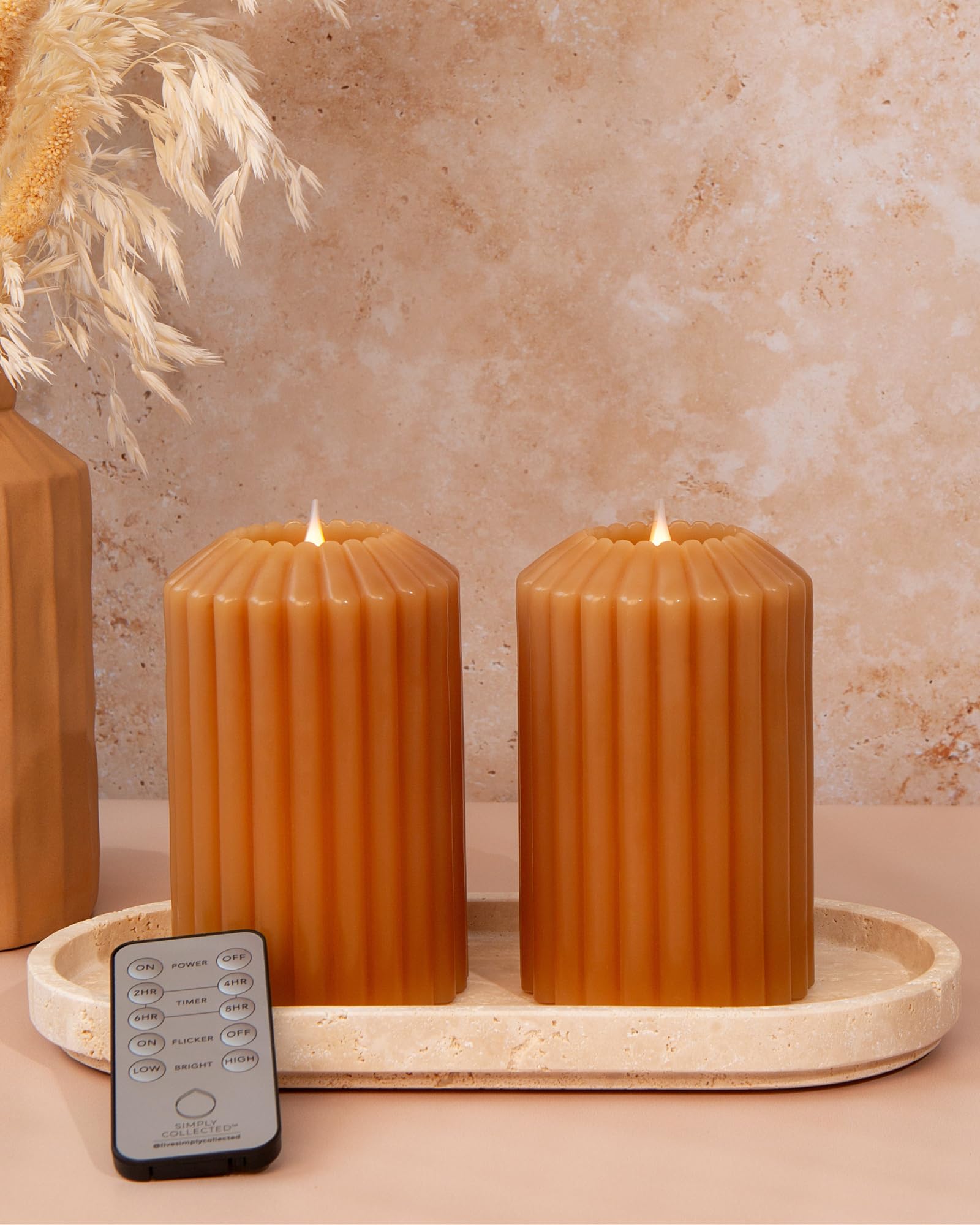 Simply Collected Flickering Flameless Candles with Remote 2PK Battery