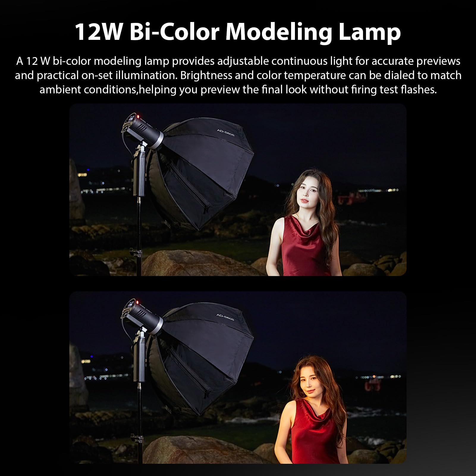 Godox AD300ProII Flash da esterno TTL da 300 W, tempo di ricarica 0,01–1,5 s, HSS a 1/8000 s, 16 gruppi di colore, 350 flash a piena potenza con luce pilota bicolore da 12 W, attacco Godox