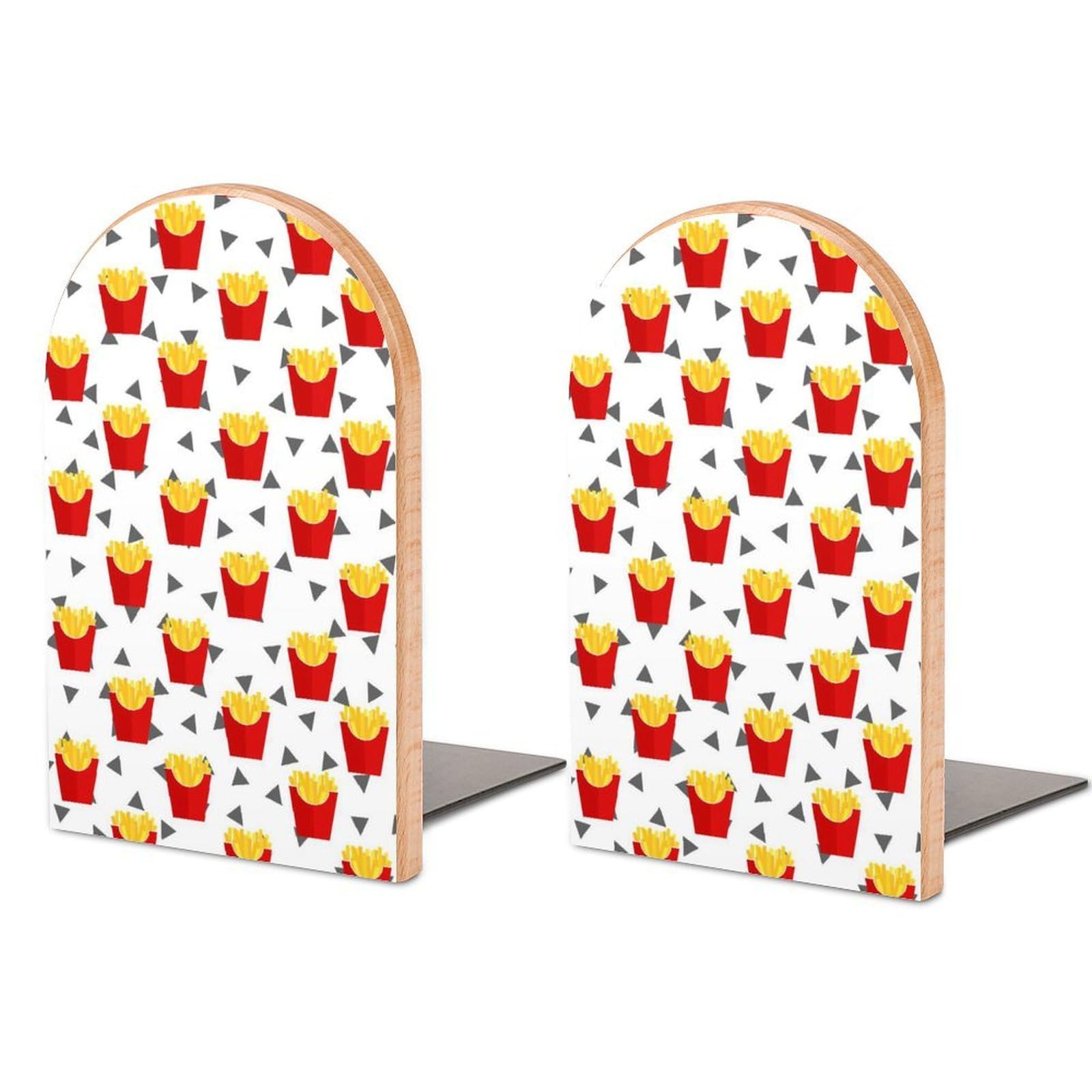 French Fries Book Ends for Shelves Bookends Bookshelf Holder Stand Books Stopper Home Office Decor